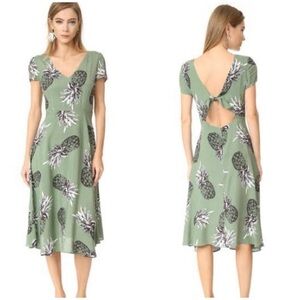 BB Dakota NWOT Revolve Midi Dress Pineapple Print Open Back Sz 4 Summer